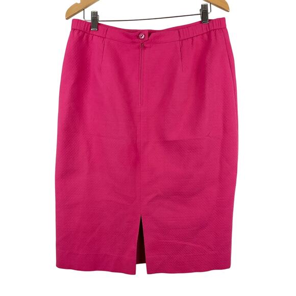 VTG Herbert Grossman Cynthia Sobel Pink Pencil Skirt Sz 14 Made in USA Textured - Picture 2 of 10